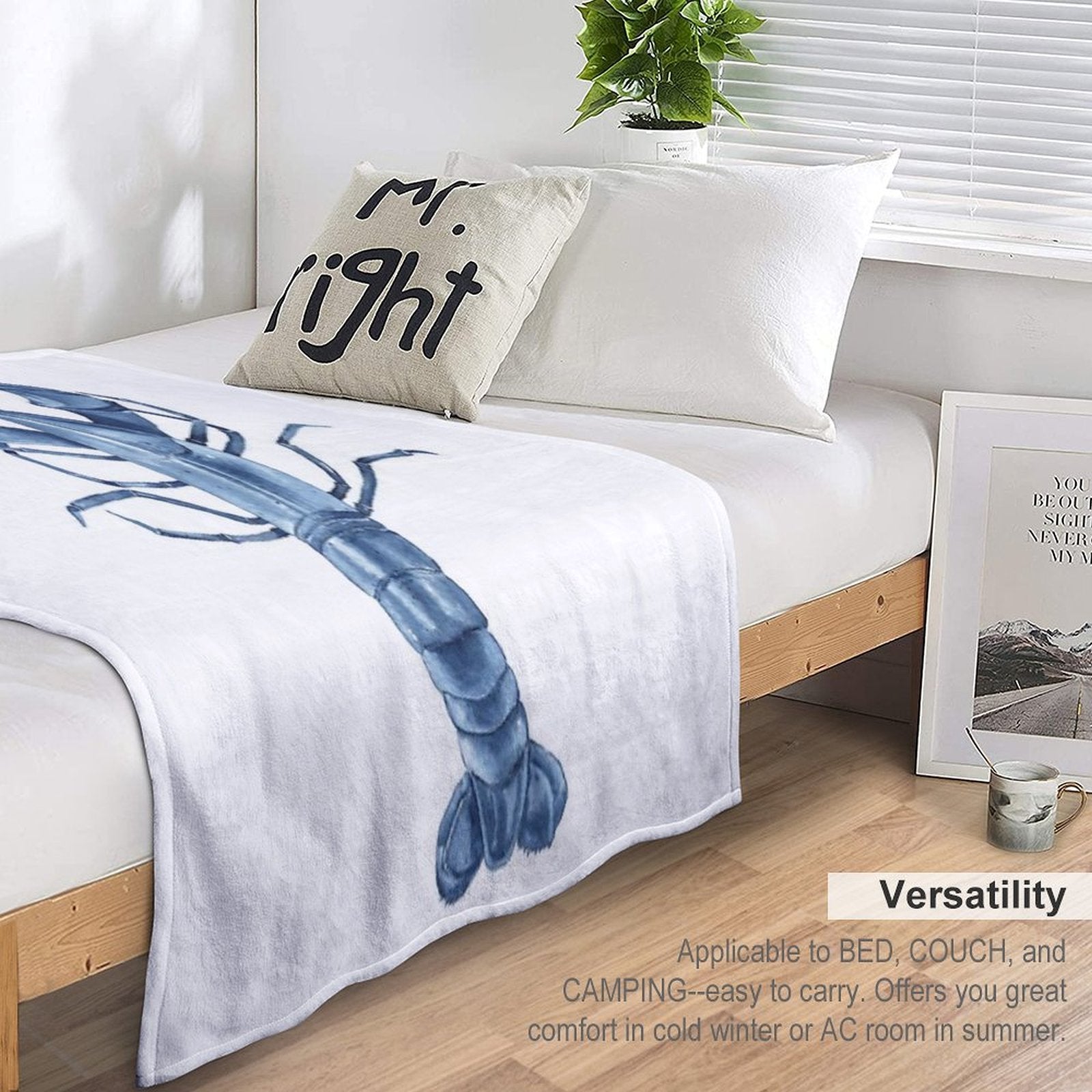 Blue Watercolor Lobster Eco-conscious Throw Blanket