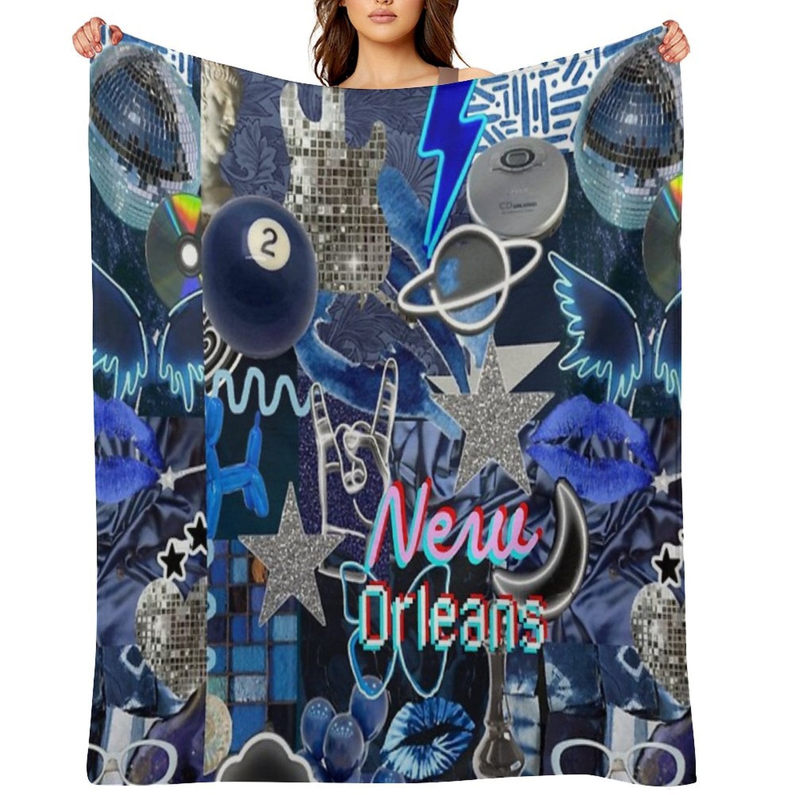 New Orleans Louisiana COLLAGE Wrinkle-free Throw Blanket