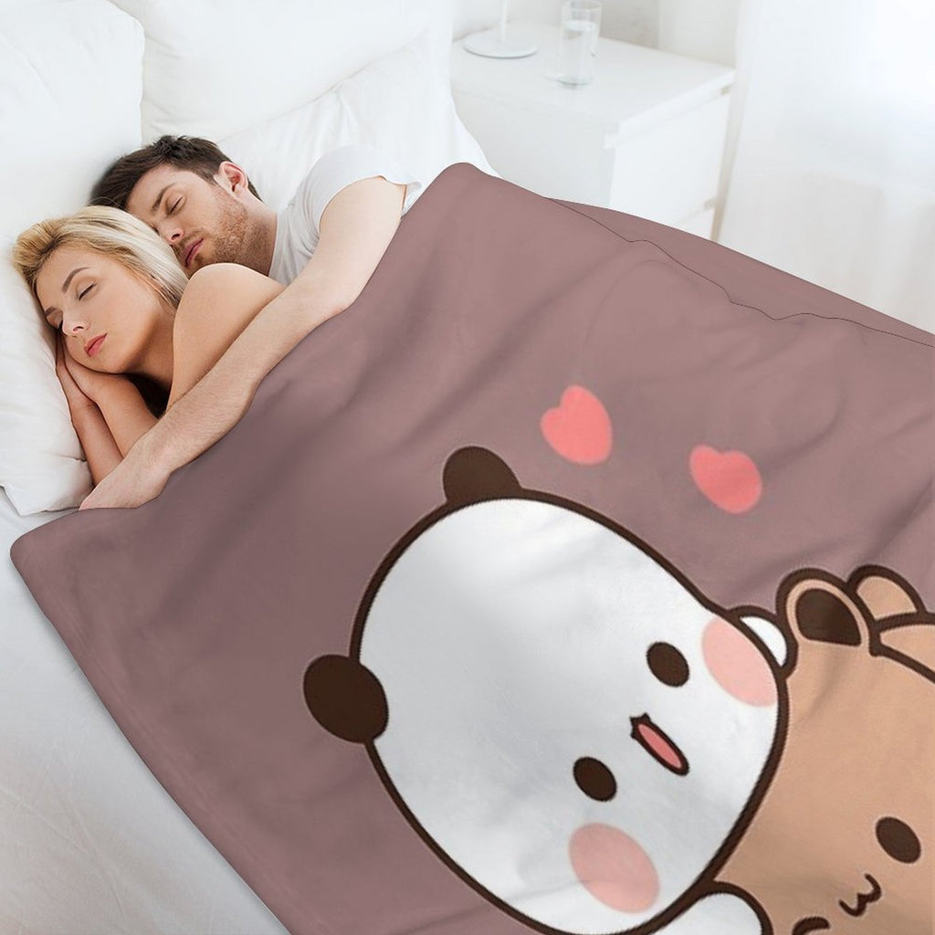DuDu Bear And BuBu Panda’s Love Relaxing Moment Shrink-resistant Throw Blanket