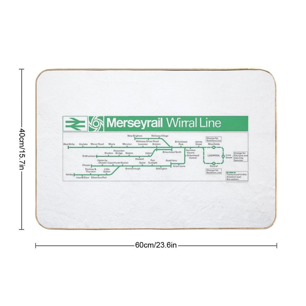 Merseyrail Wirral Line Carriage Map 1978  Toxin-Free Bath Mat