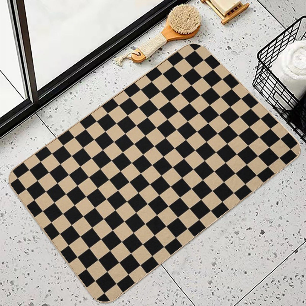 Black And Tan Brown Checkerboard  Versatile Bath Mat