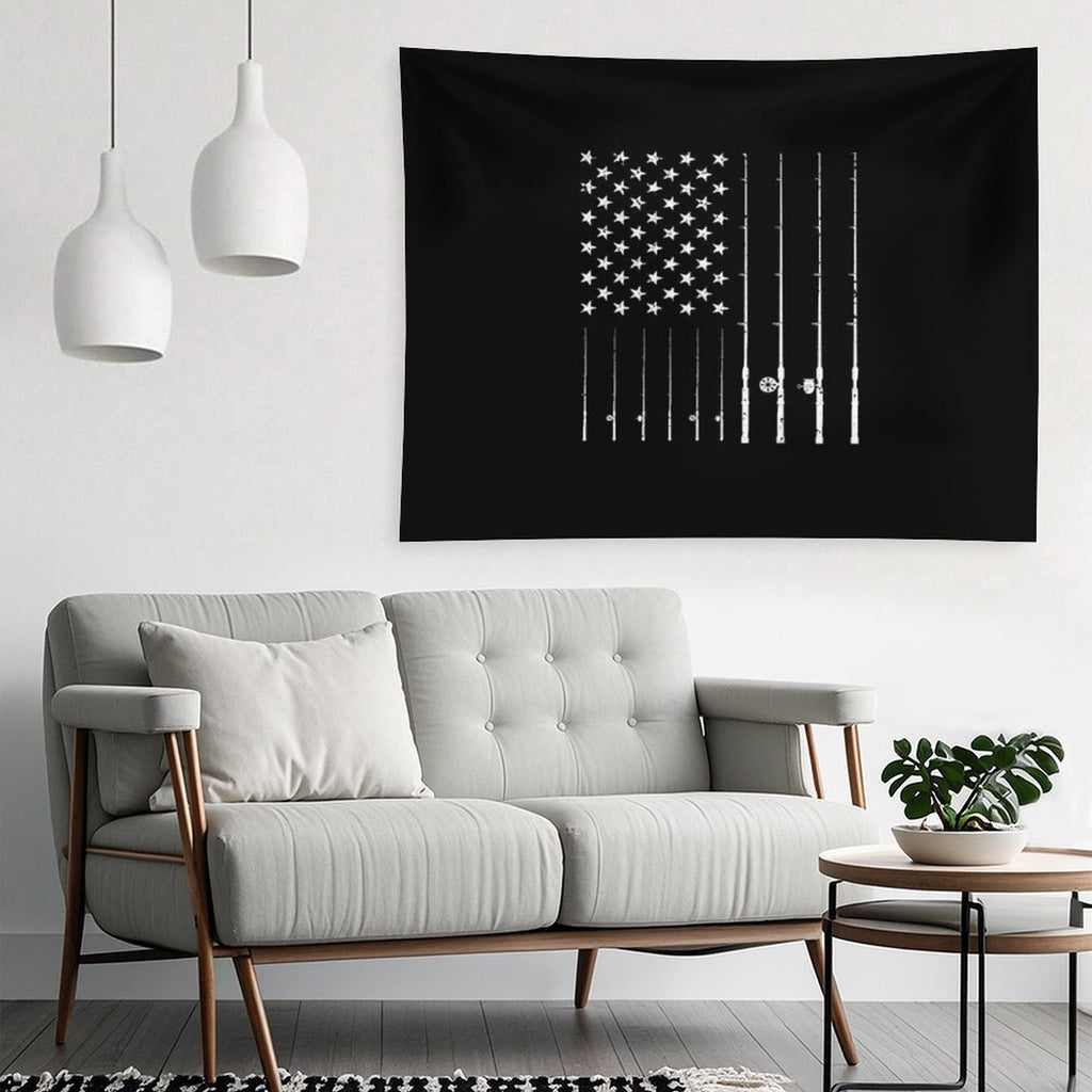 Fishing American Flag Tshirt - American Flag Fishing T-Shirt Tee Gift Tapestry