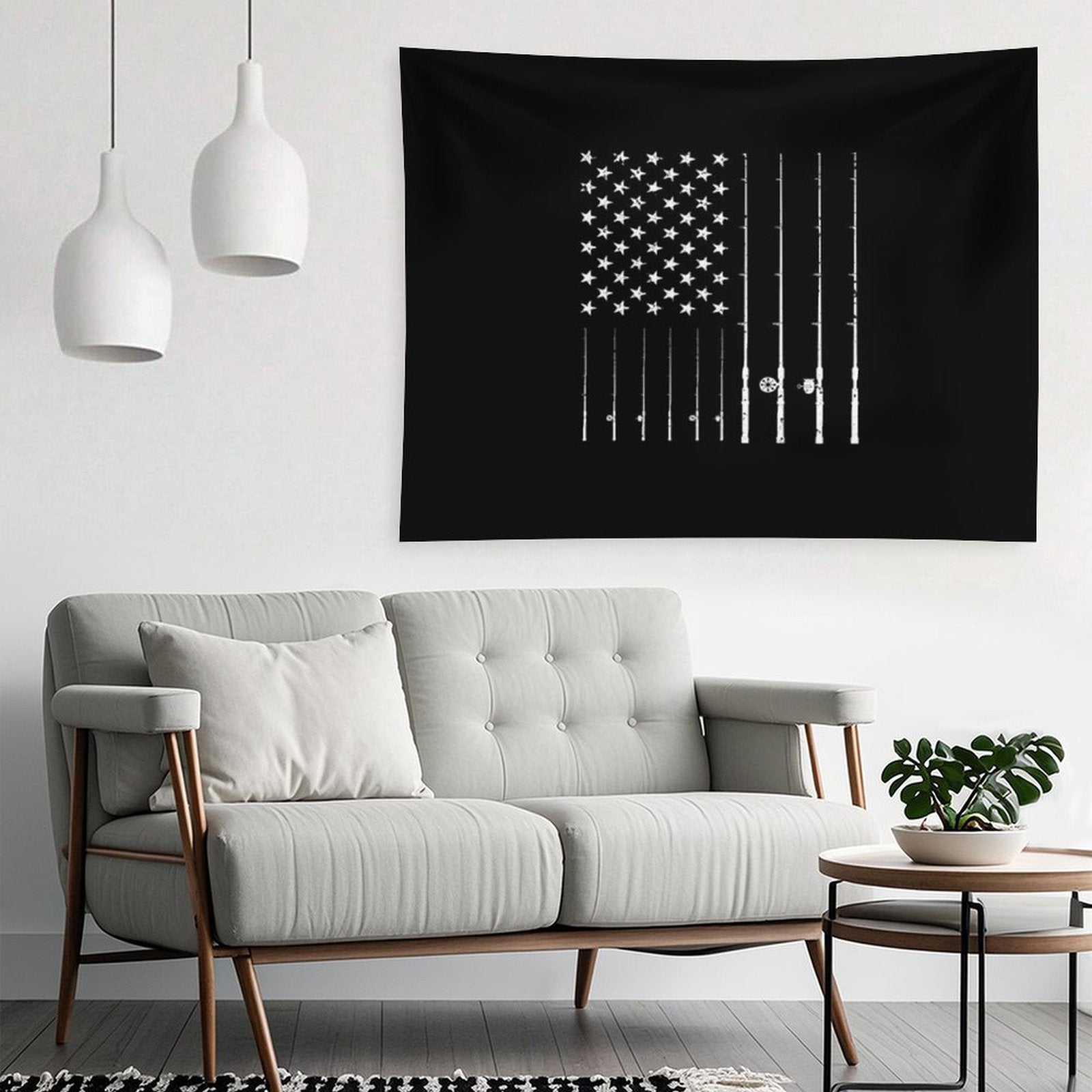 Fishing American Flag Tshirt - American Flag Fishing T-Shirt Tee Gift Tapestry