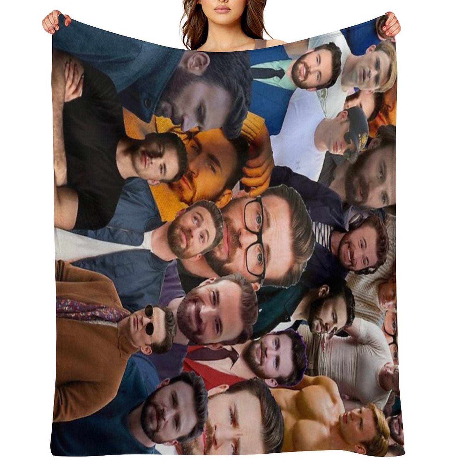Chris Evans Photo Collage Easy Care Throw Blanket