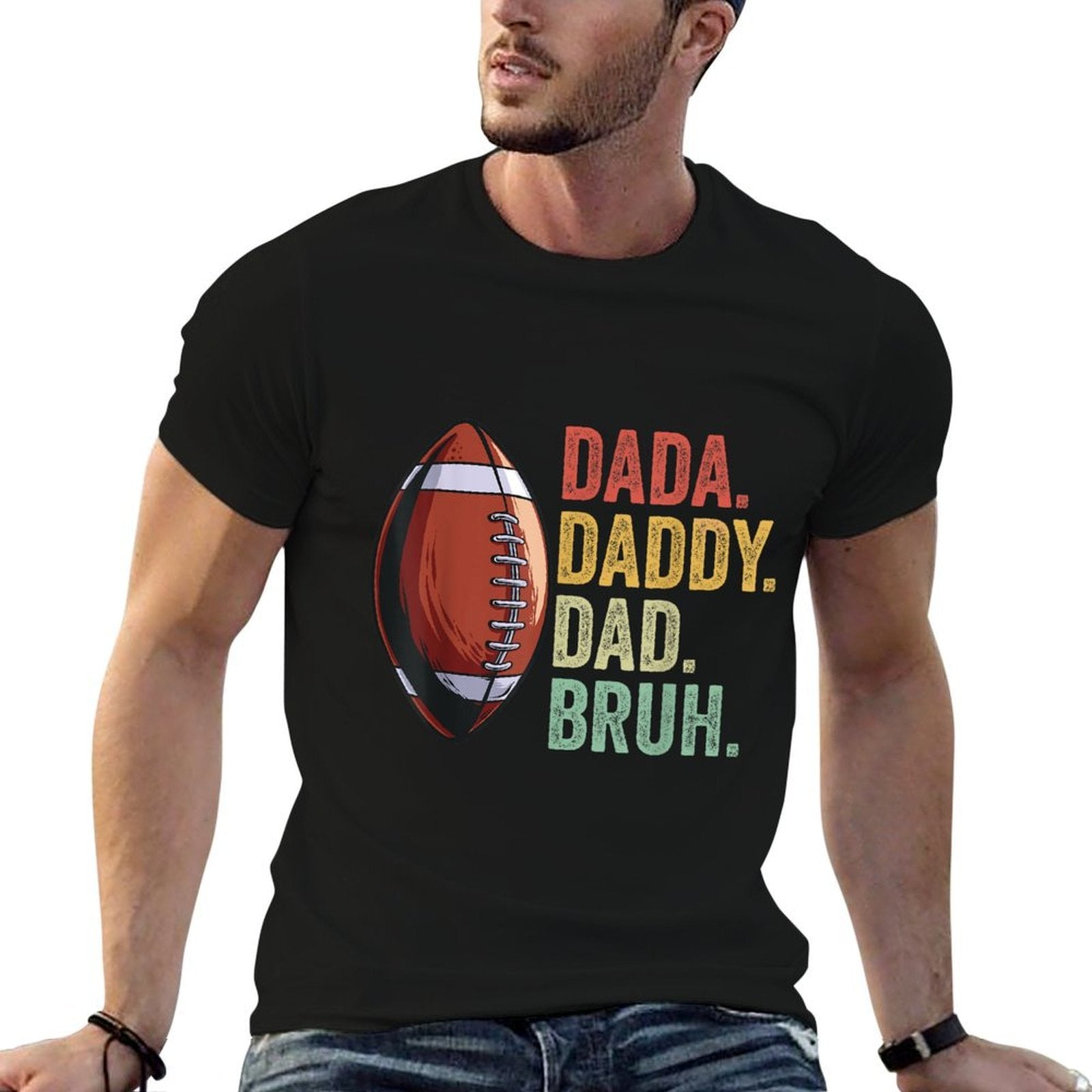 Dada Daddy Dad Bruh Funny Husband Dad Fathers Day Football  Eco-friendly Material T-Shirt