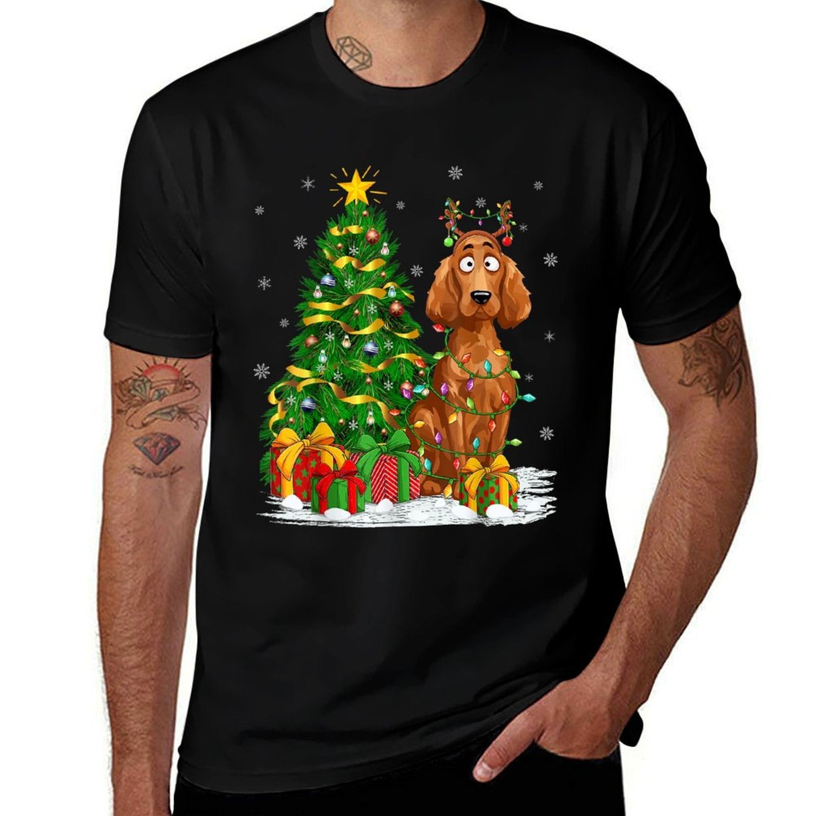 Irish Setter Dog Lover Xmas Lighting Irish Setter Christmas for Men Women Kids  Durable T-Shirt