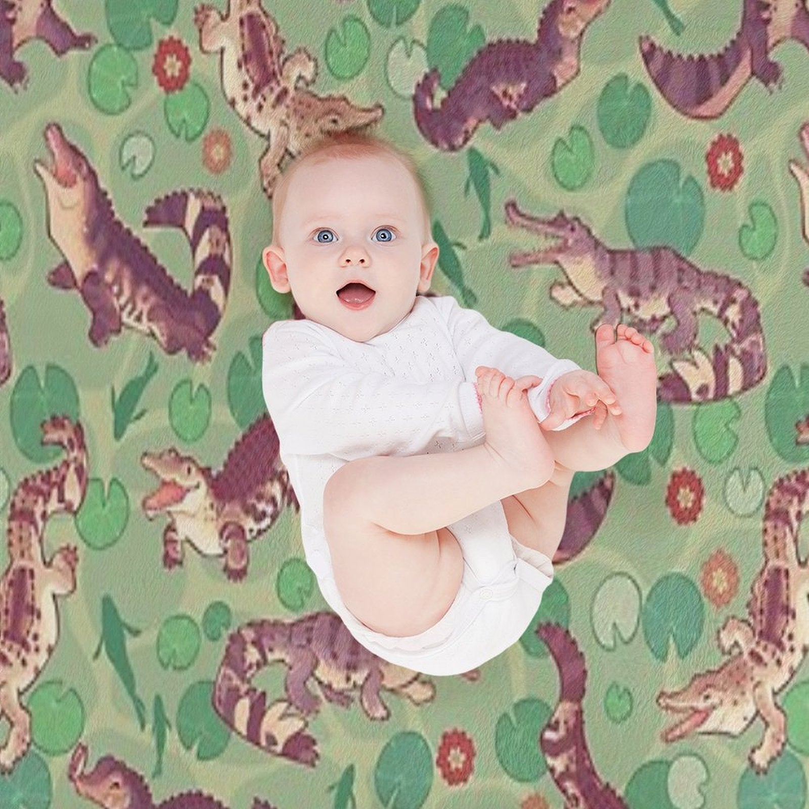 Crocodilians in Swampy Waters Sustainable Throw Blanket