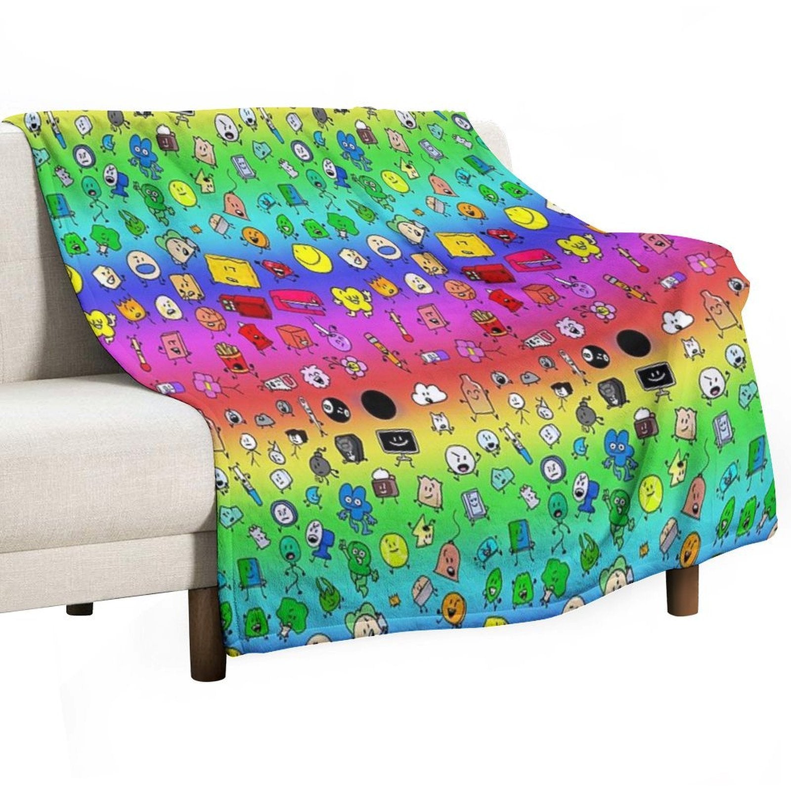 BFDI All Characters (Rainbow) Compact Throw Blanket