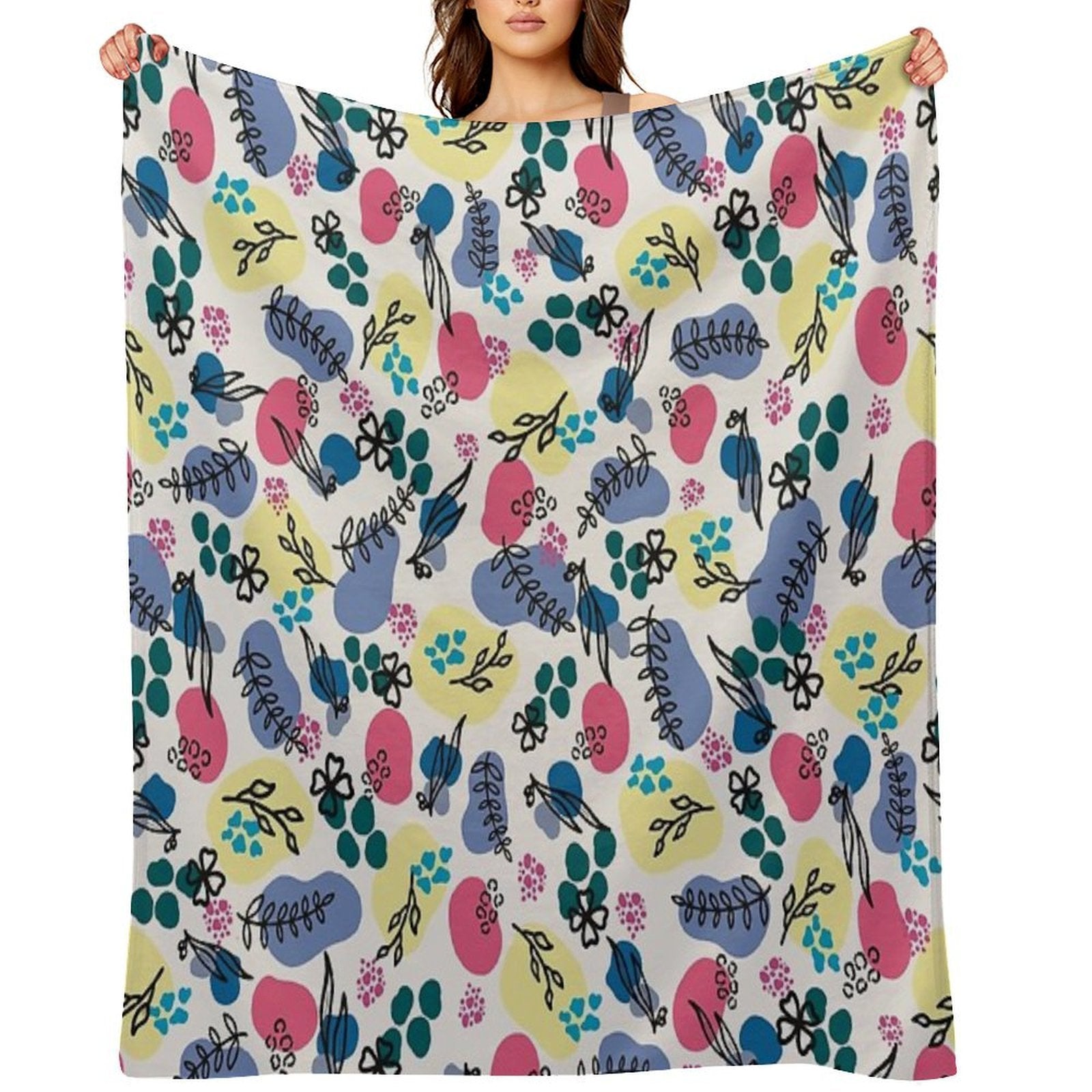 Botanical Shrink-resistant Throw Blanket
