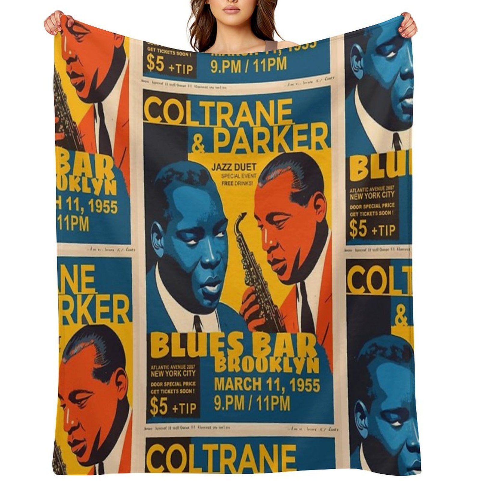 Jazz Poster Wrinkle-free Throw Blanket