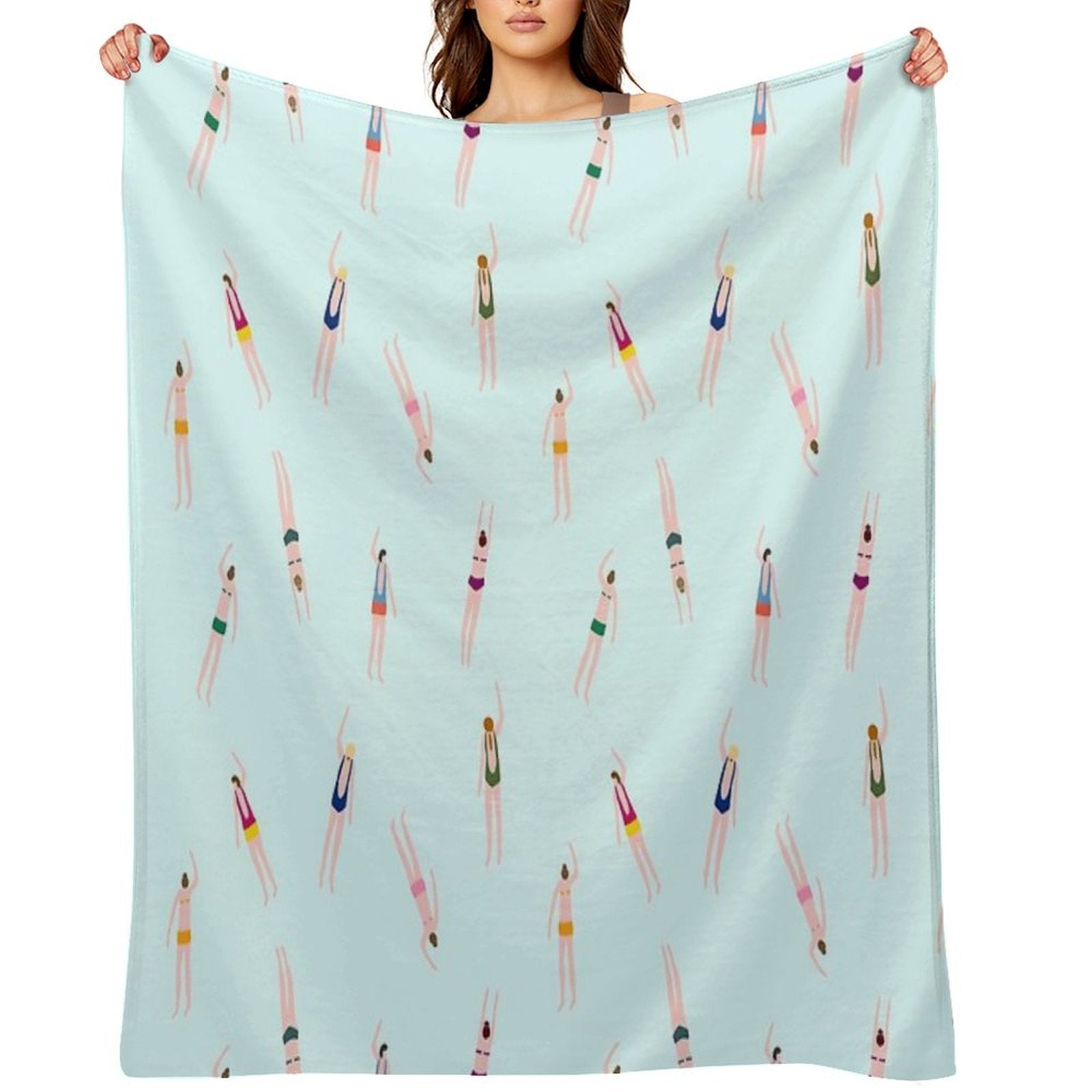 Swimmers in The Pool Sustainable Throw Blanket