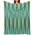 Retro Tiki Pin Stripes 343 Green And Turquoise Sustainable Throw Blanket