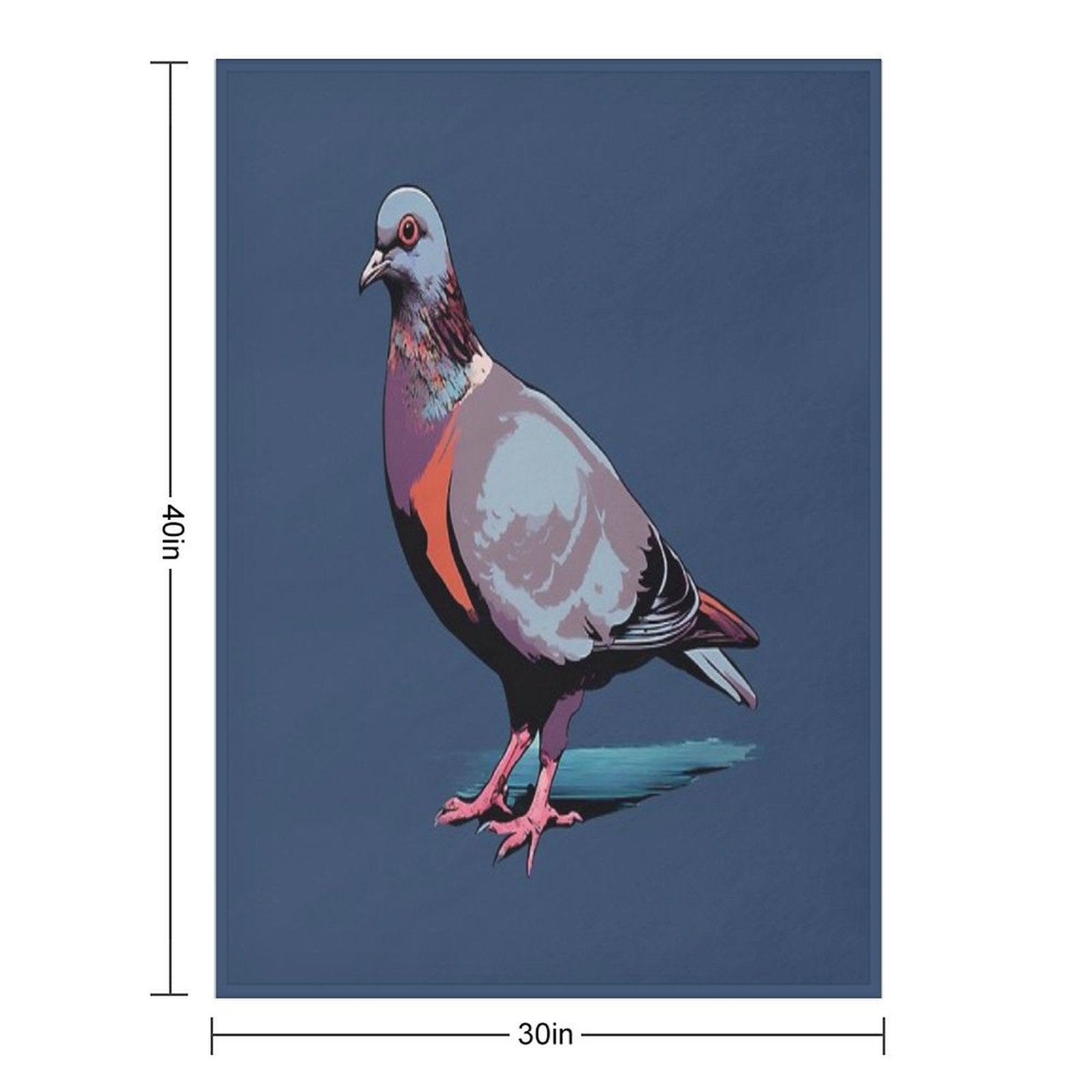 Navy Pigeon Pop-art Illustration Velvety-soft Throw Blanket