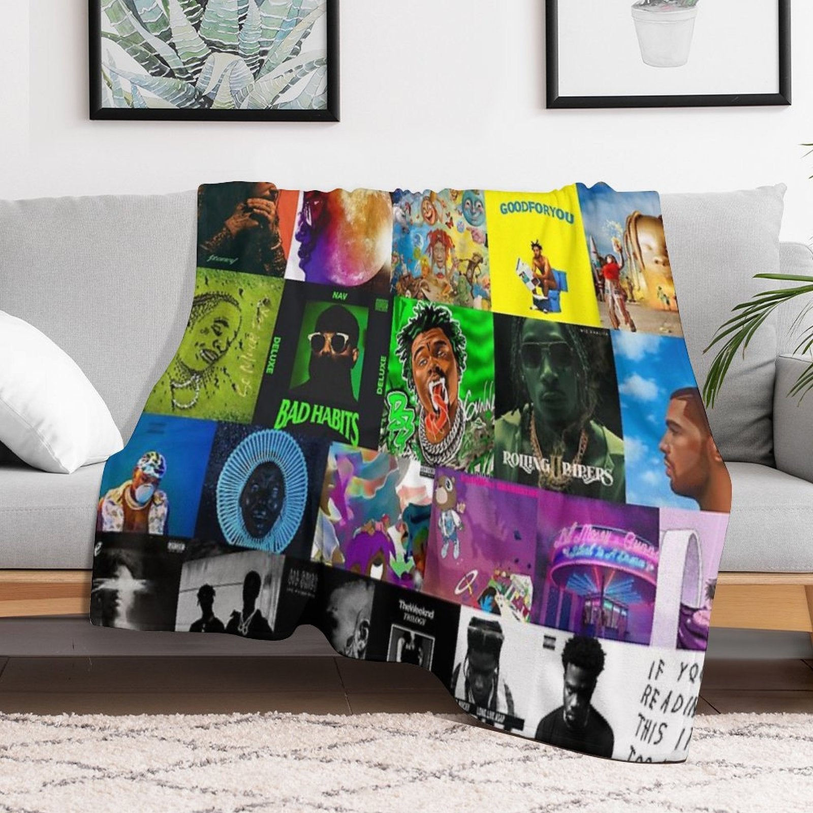 Album Cover Collage, Country Music Collage Tapestry Sustainable Throw Blanket