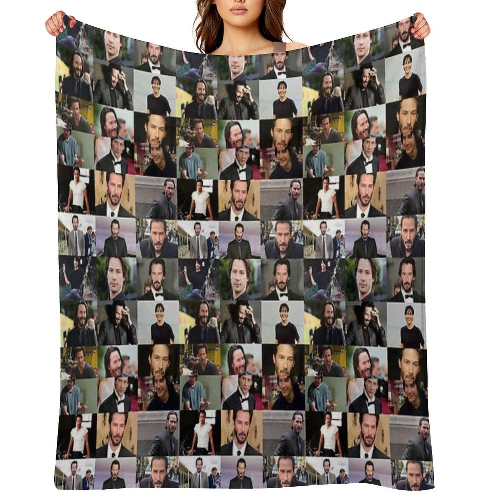 Keanu Reeves Collage Travel-friendly Throw Blanket