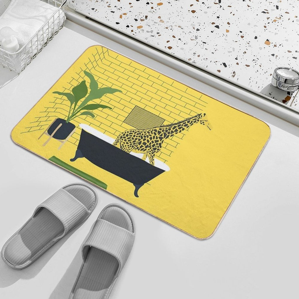 Giraffe in A Bath  Absorbent Bath Mat