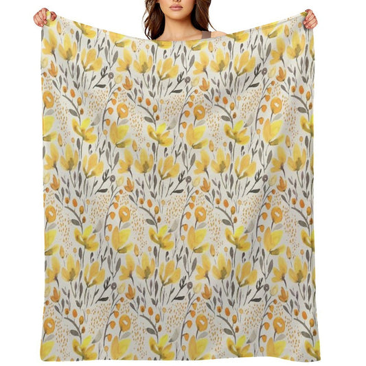 Yellow Field All-season Throw Blanket