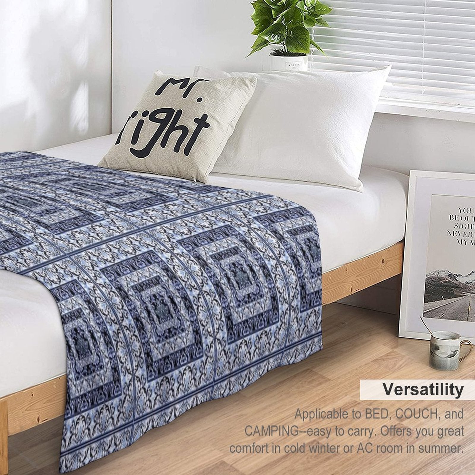 Damask Mosaic Tile Art Multi-functional Throw Blanket