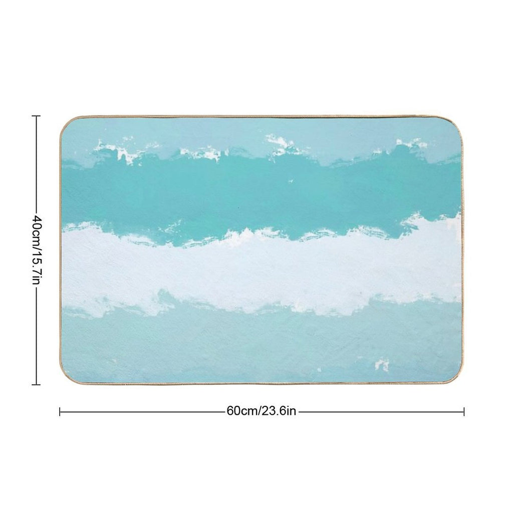 Light Blue And Shades of Blue Wavy Stripes  Long-Lasting Bath Mat