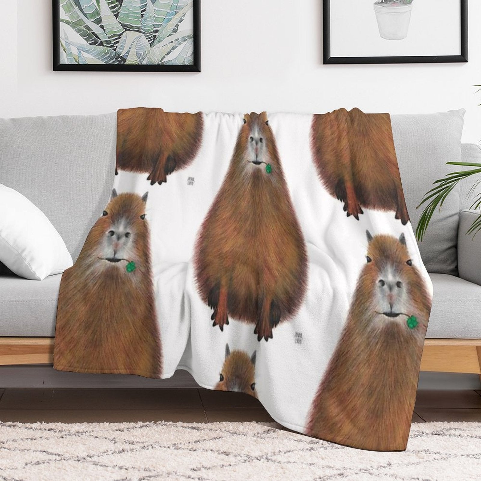 Capybara High Quality, Hand Made Illustration Comfort Throw Blanket