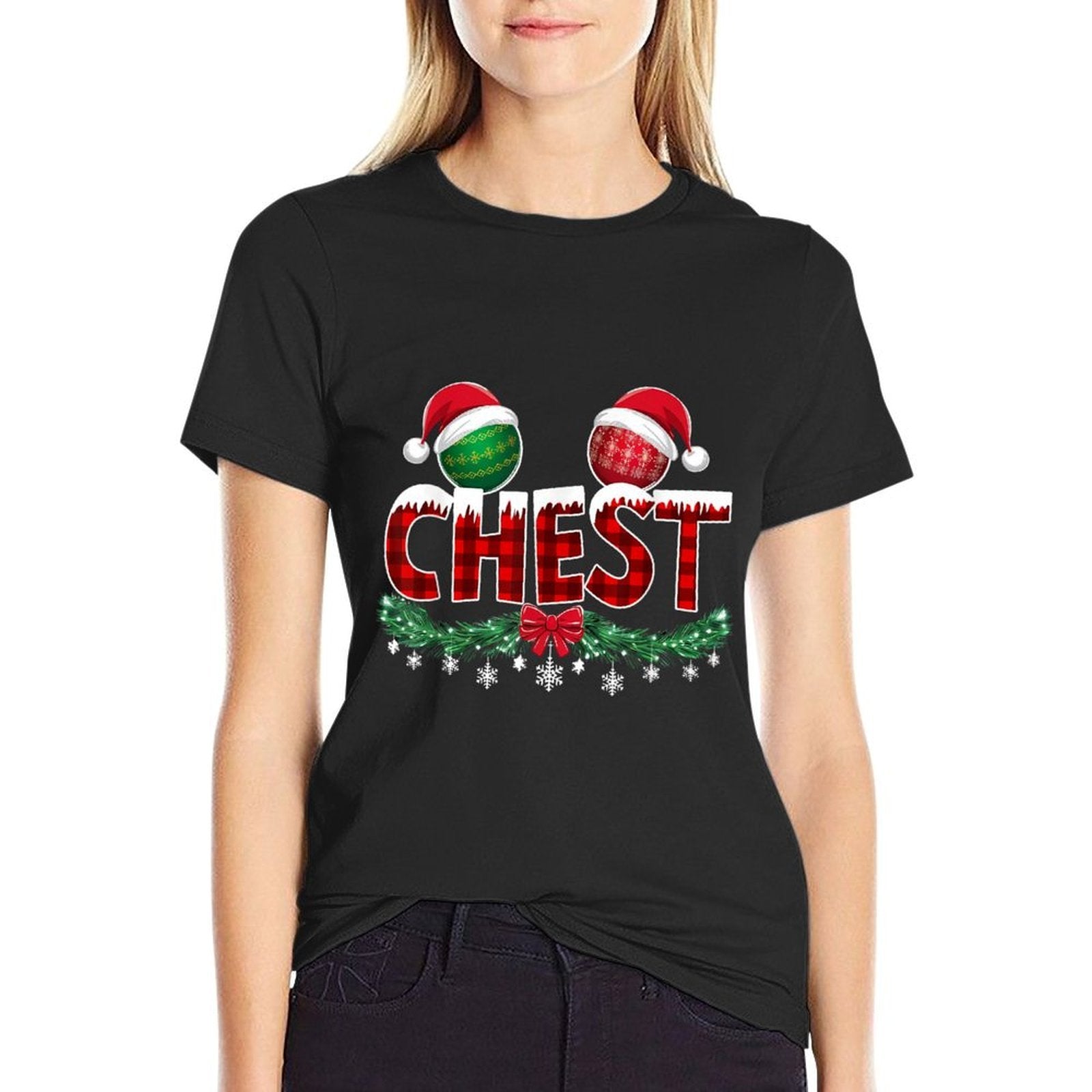 Chest Nuts Christmas T Matching Couple Chestnuts Chest  Stretchy T-Shirt