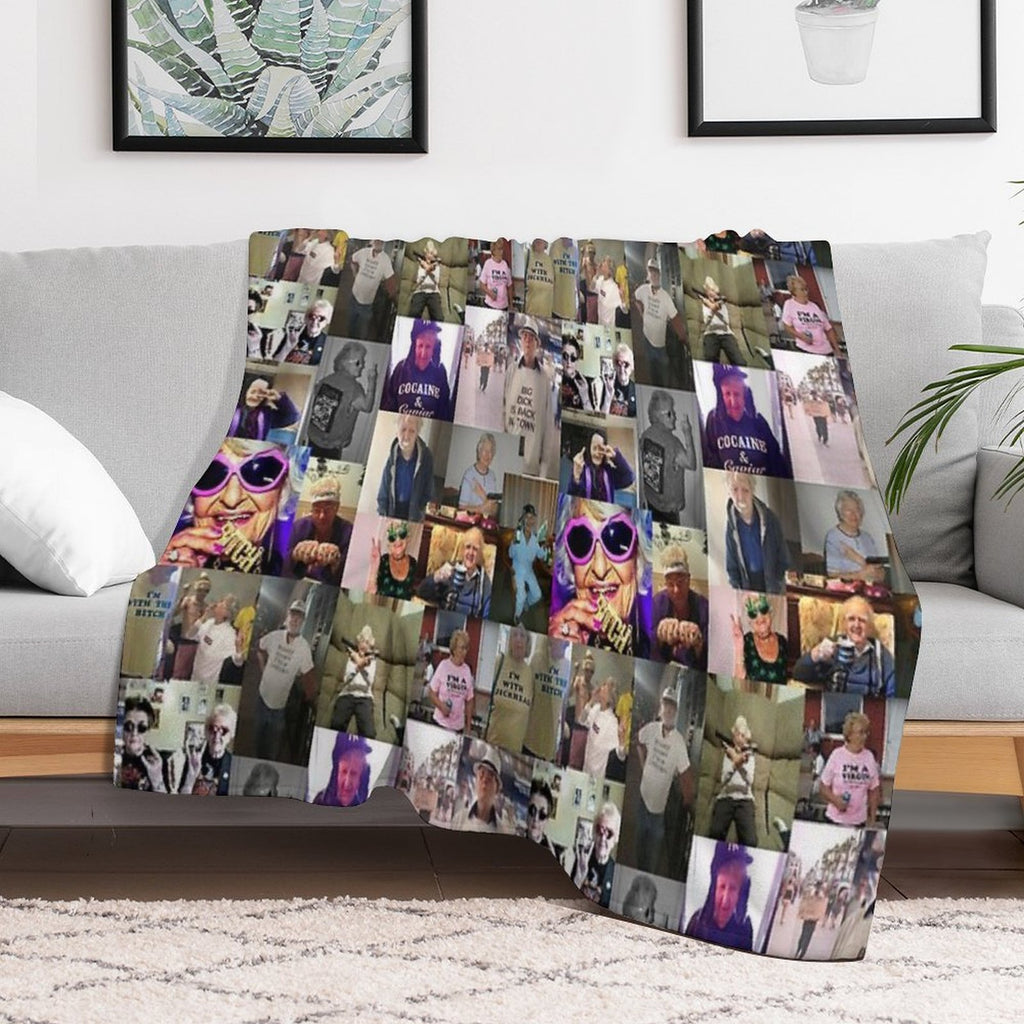 Funny Grandparents Aesthetic Collage Lightweight Throw Blanket