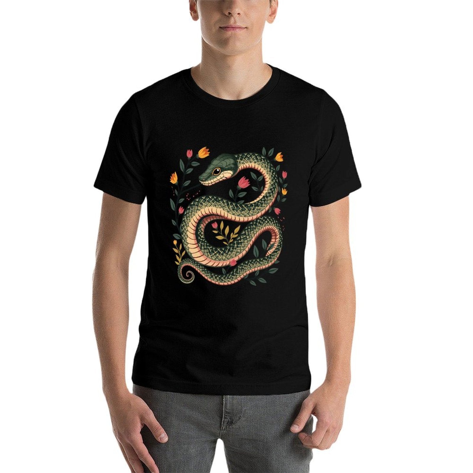 Botanical Serpent – Elegant Nature Reptile Design  Relaxed-fit T-Shirt