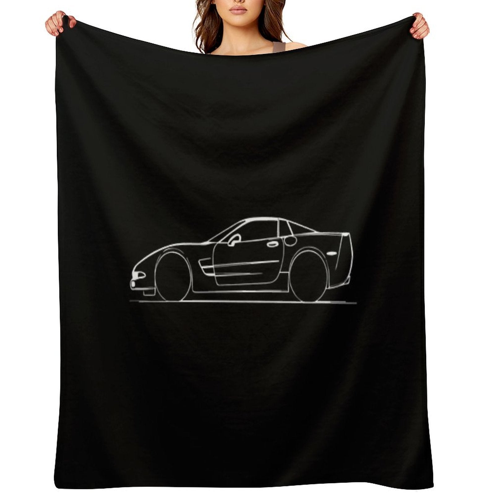 Corvette C5 Side Silhouette Shrink-resistant Throw Blanket