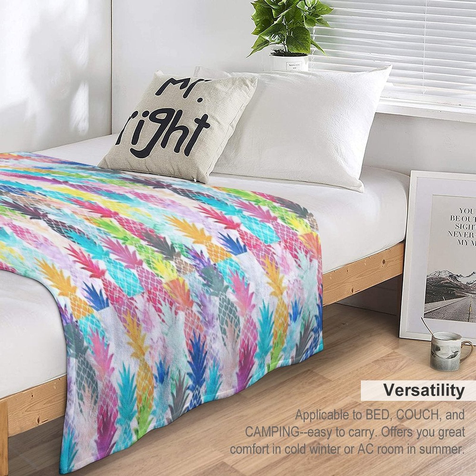 Hawaiian Pineapple Pattern Tropical Watercolor Multi-functional Throw Blanket