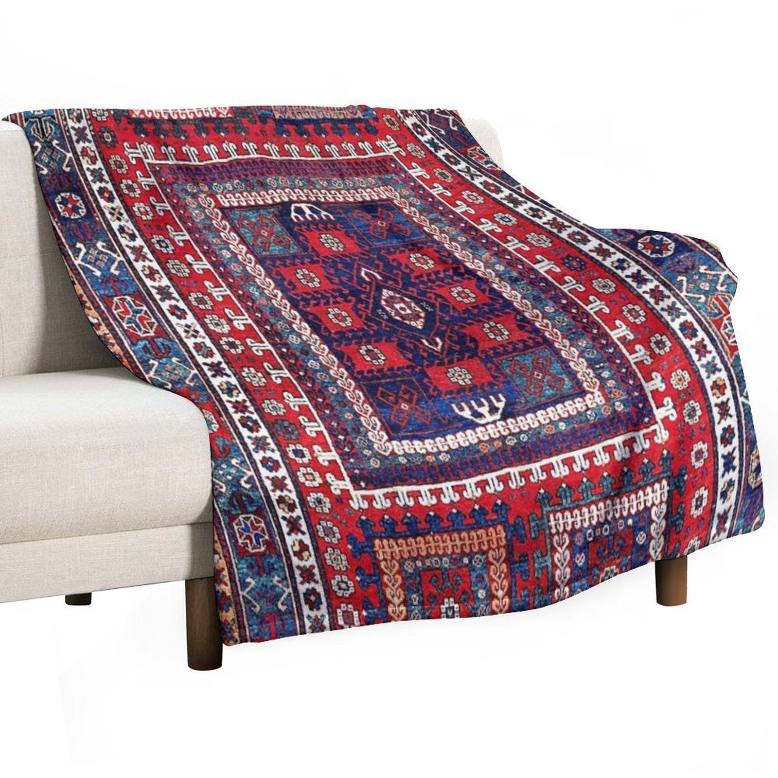 Karakecili Bergama Northwest Anatolian Rug Print Anti-pilling Throw Blanket