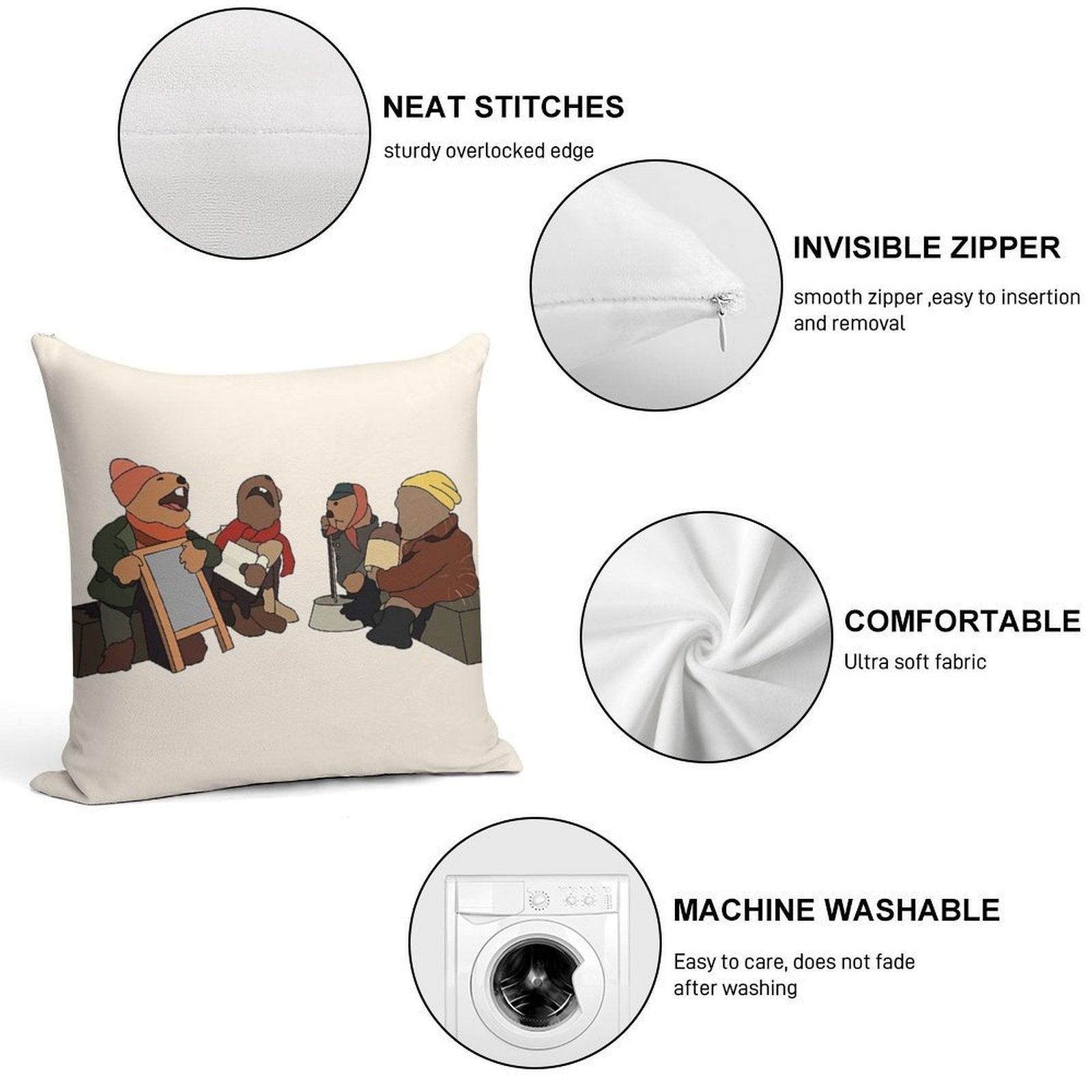 Emmet Otters Jug Band Soft Warmth Comfort Throw Pillow