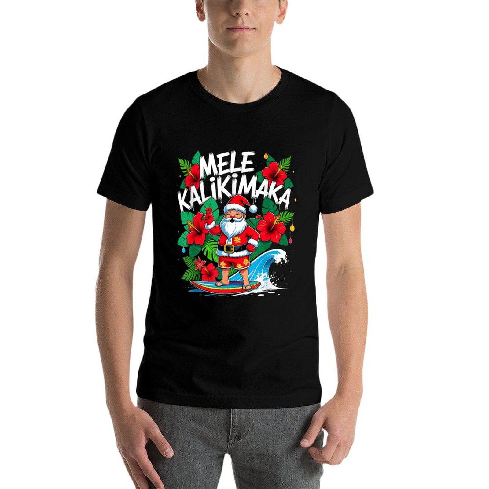 Mele Kalikimaka Tropical Santa Christmas  Slim-fit Cut T-Shirt