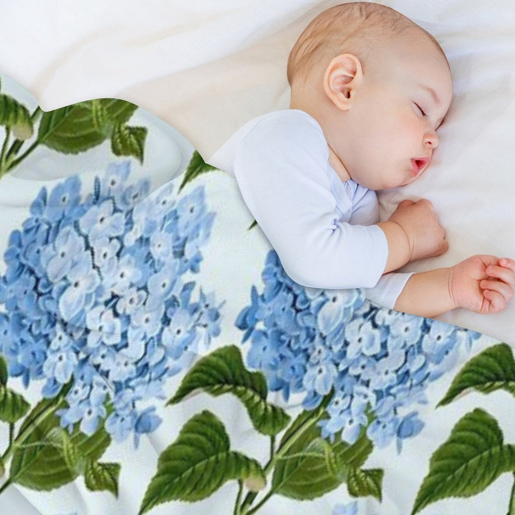 Blue Hydrangea Print - Floral Print Gift-ready Throw Blanket