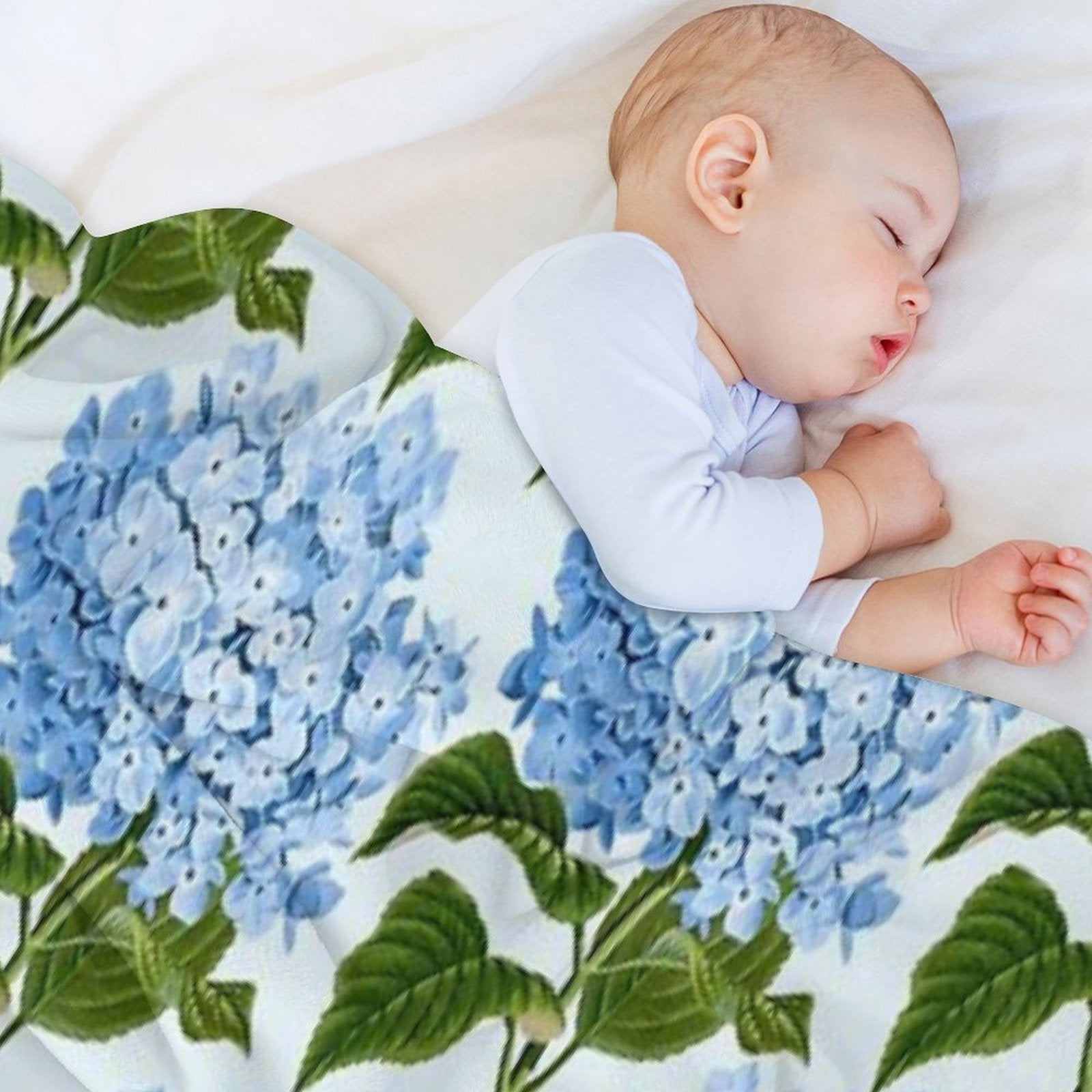 Blue Hydrangea Print - Floral Print Gift-ready Throw Blanket