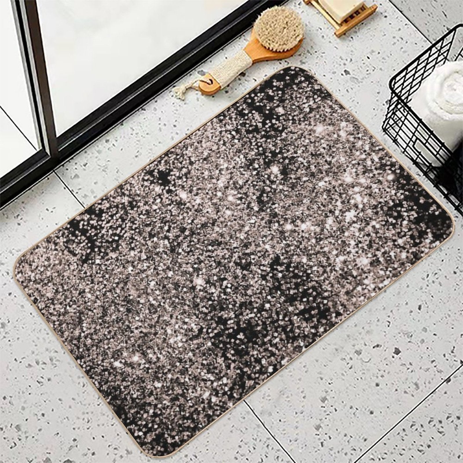 Rose Gold Glam #1 (Photo of Glitter Only - Not Reflective)  Slip-Resistant Bath Mat