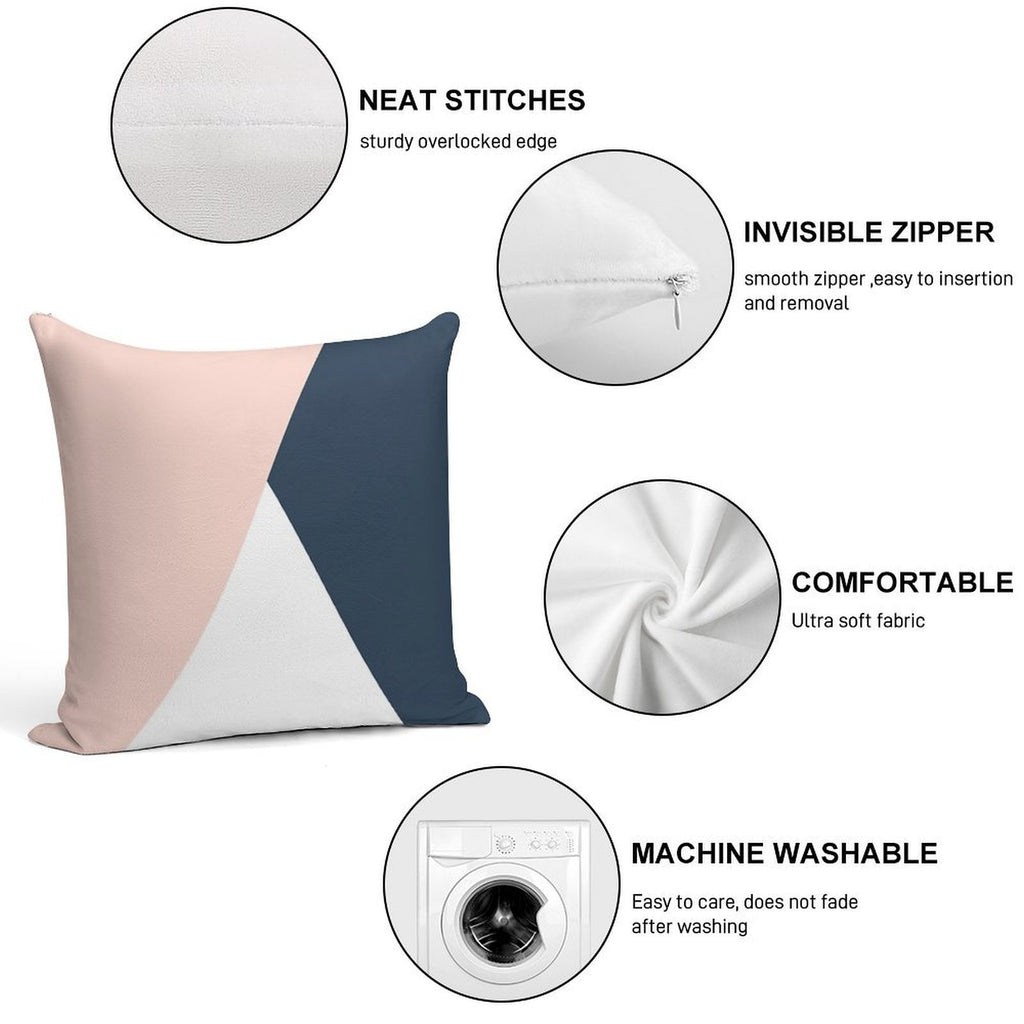 Modern Geometric Blush Pink & Navy Blue Soft Style Accent Throw Pillow
