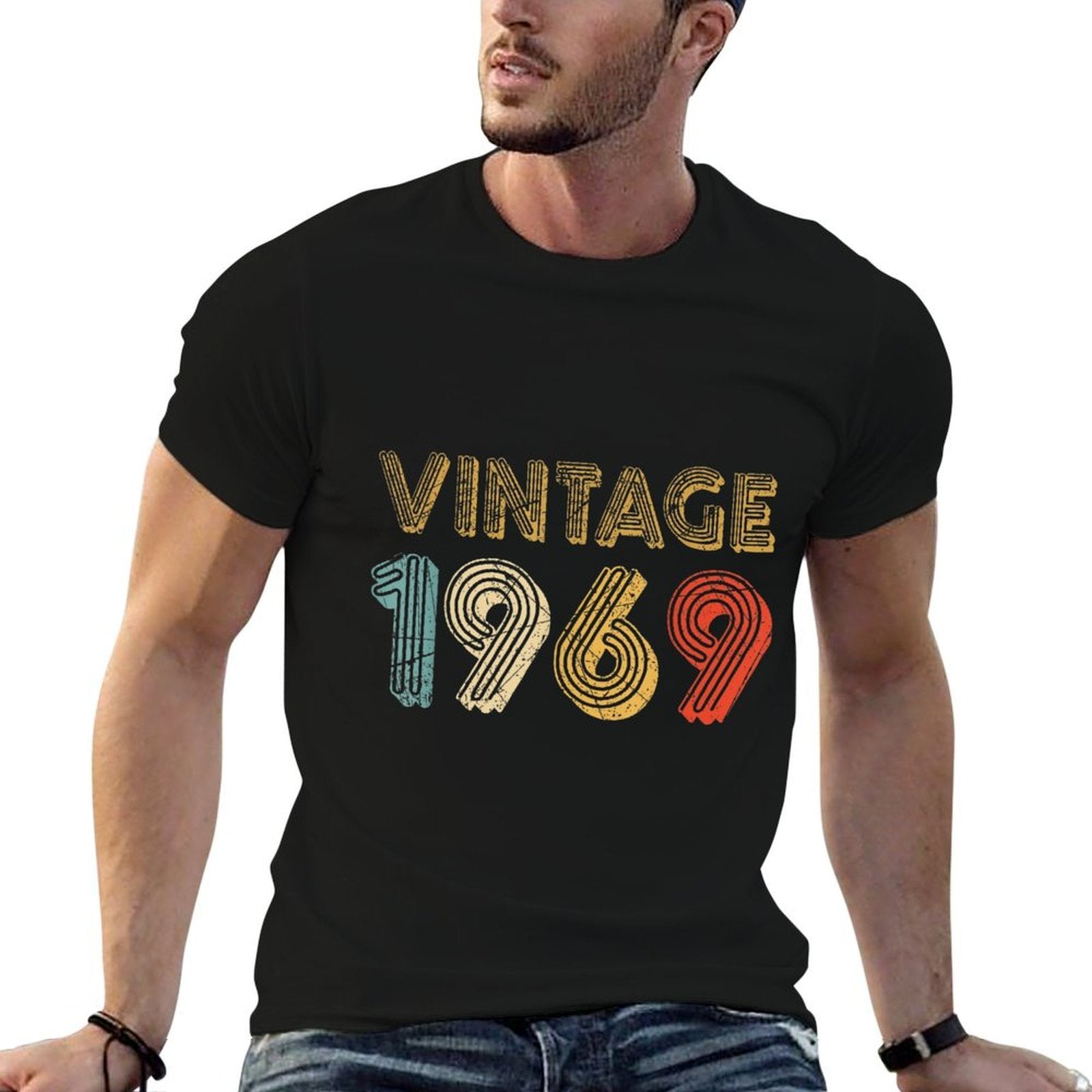 50th Birthday Gift Vintage 1969 for Men And Woman  Rolled Sleeves T-Shirt