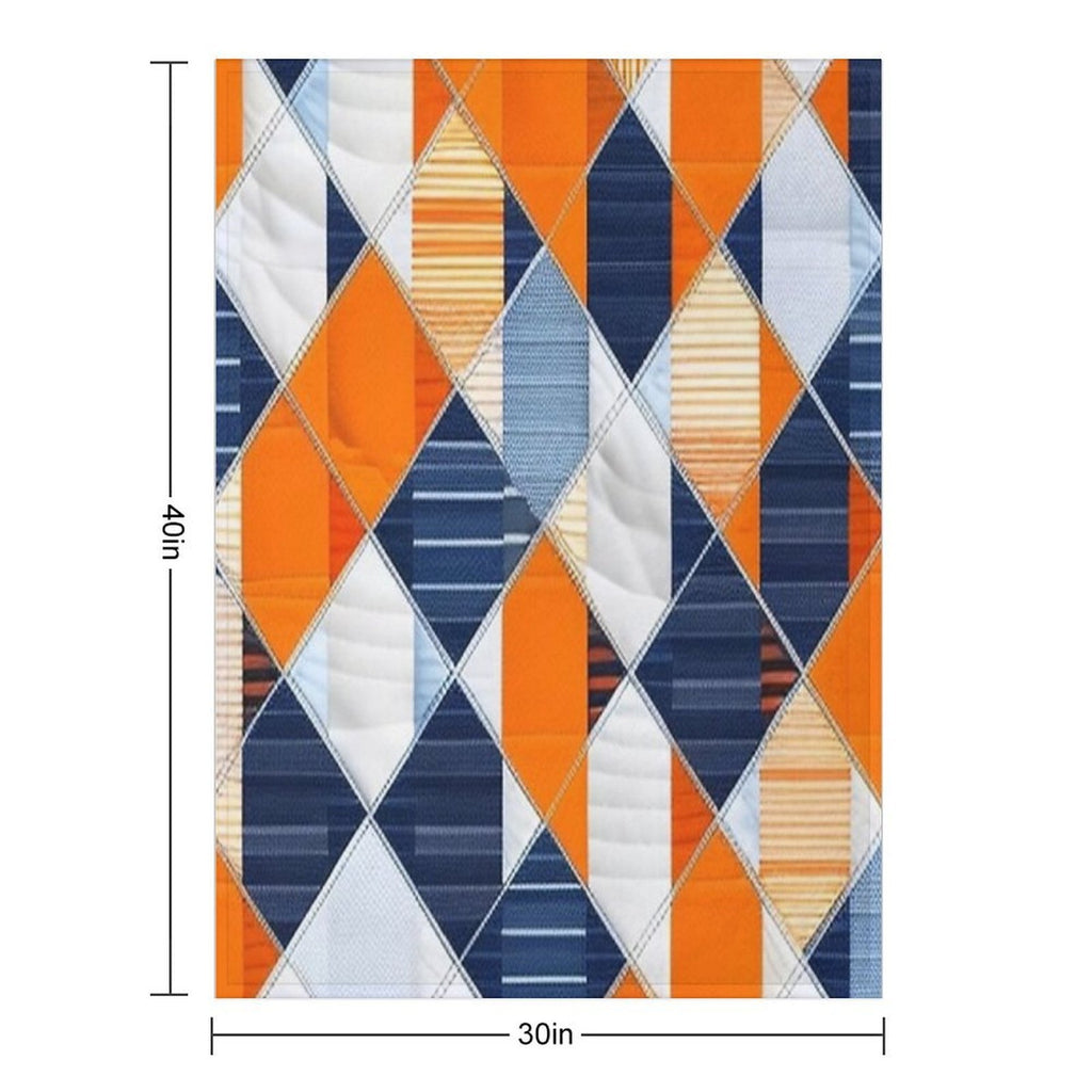 Orange Denim Patchwork Lightweight Throw Blanket