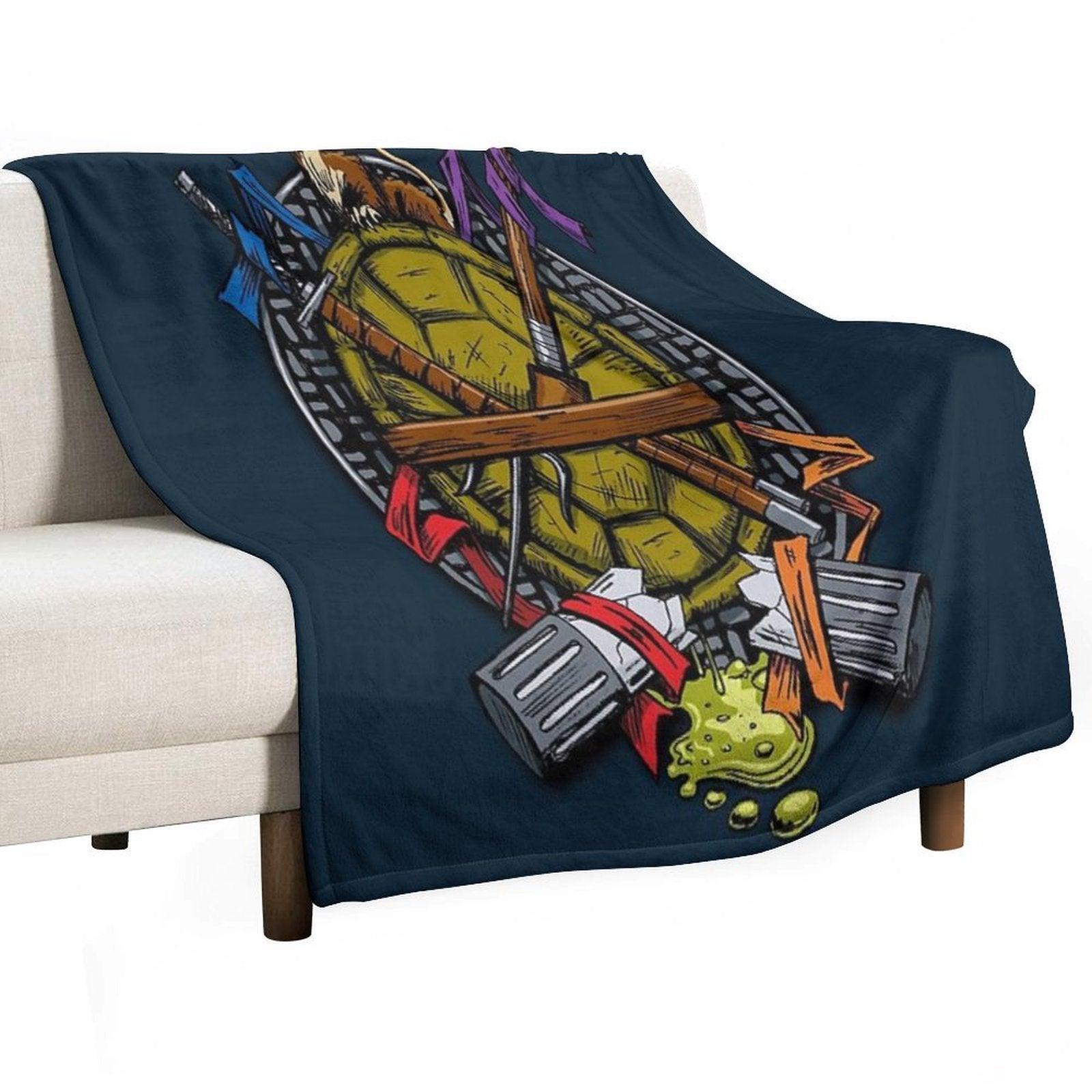 Turtle Family Crest - Full Color Durable Throw Blanket