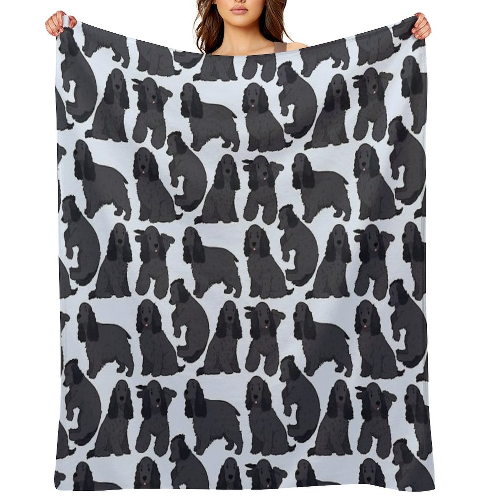 Cute Black English Cocker Spaniel Dog Pattern Gift-ready Throw Blanket
