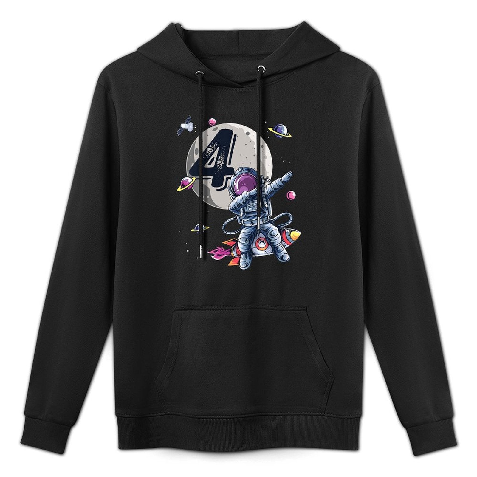 Kids 4 Years Old Birthday Boy Astronaut Gifts Space 4th B-Day Kangaroo Pocket Hoodie