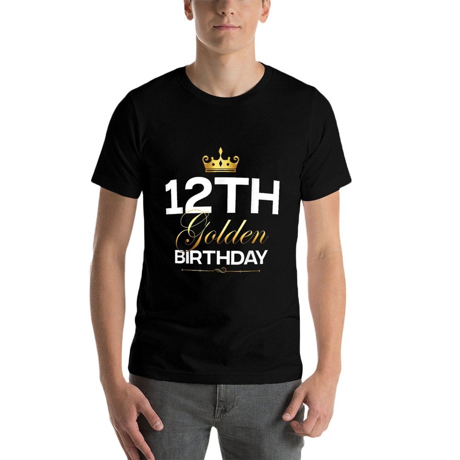 12th B-Day Golden Birthday Age Crown 12 Year Old Birthday  Affordable Price T-Shirt