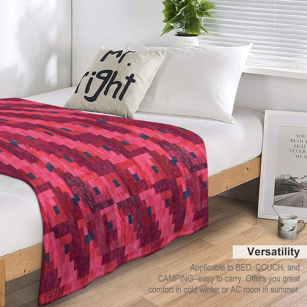 Red Log Cabin Quilt Eco-conscious Throw Blanket