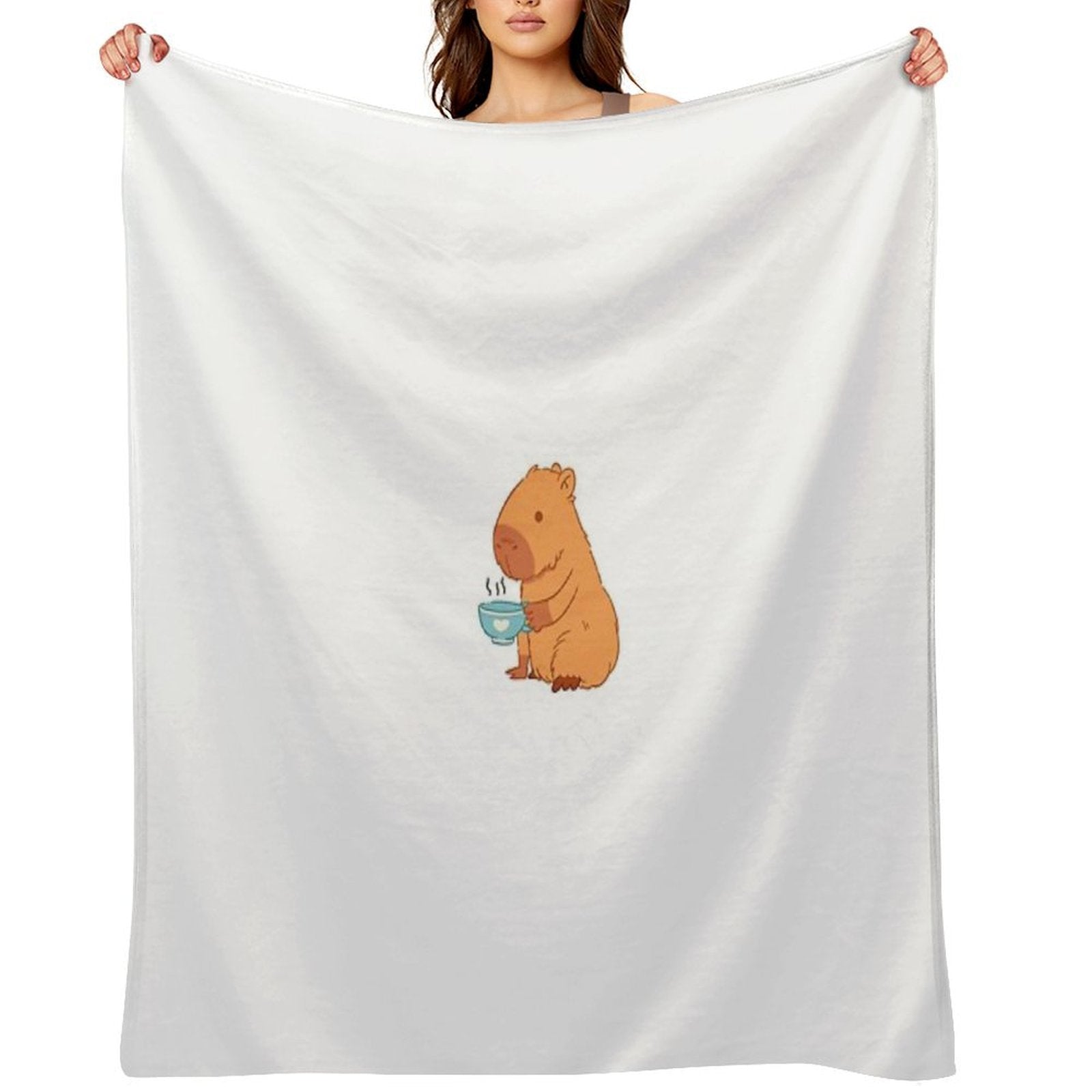 Capybara with A Tea Cup Velvety-soft Throw Blanket