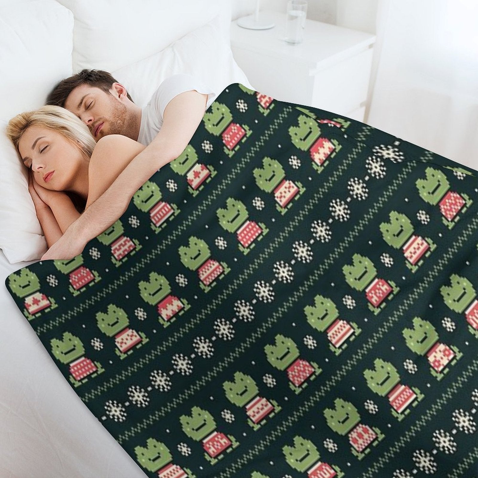 Frogs In Sweaters (Dark) Multi-functional Throw Blanket