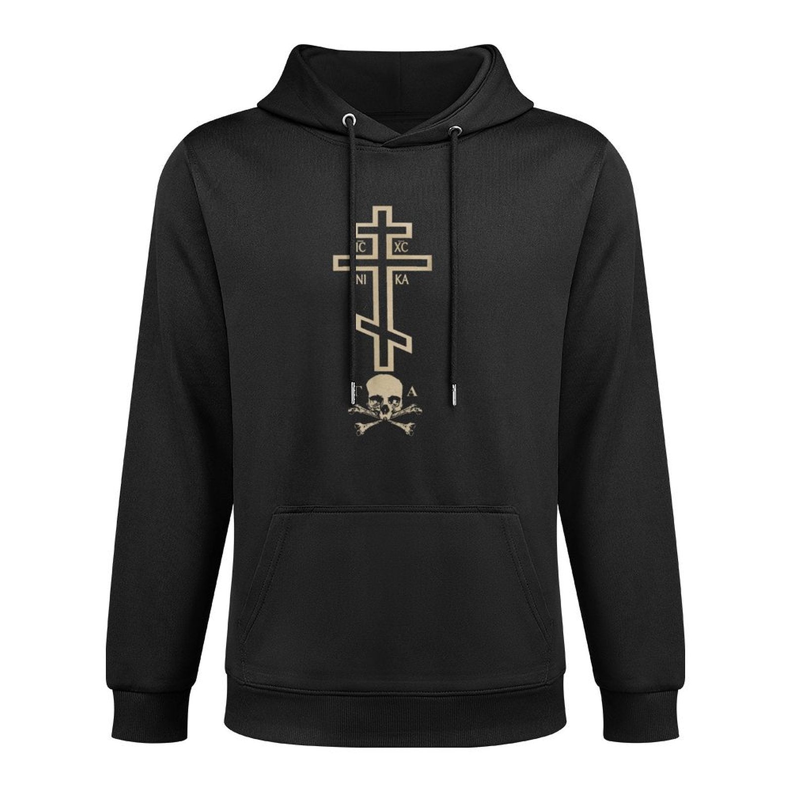 Vintage Orthodox Cross With Skull of Adam Orthodox Christian Kangaroo Pocket Hoodie