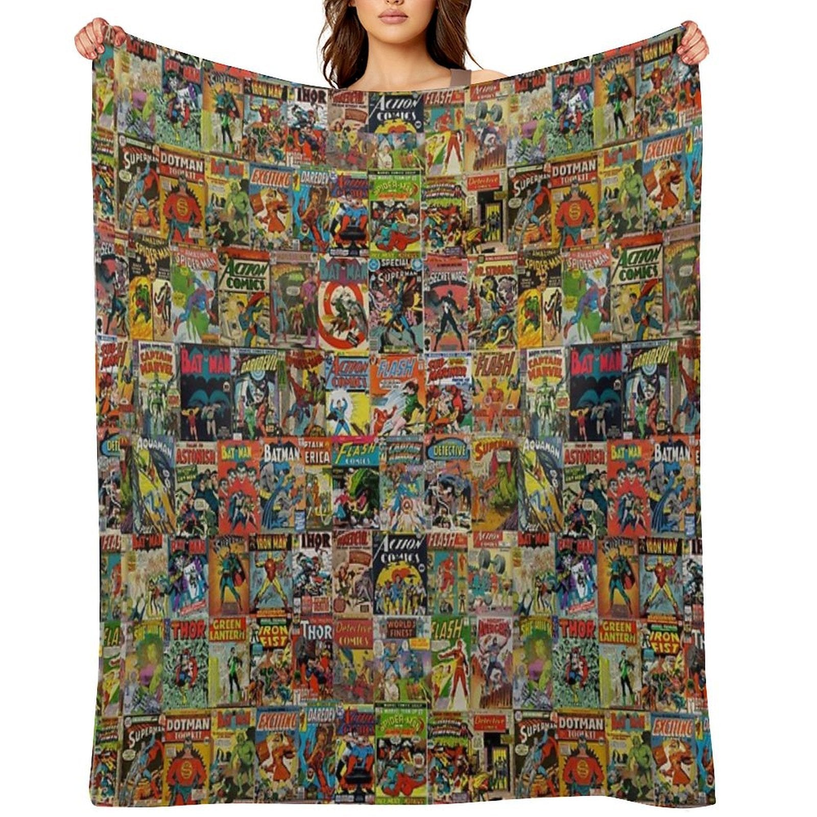 Vintage Comic Book Pattern Velvety-soft Throw Blanket