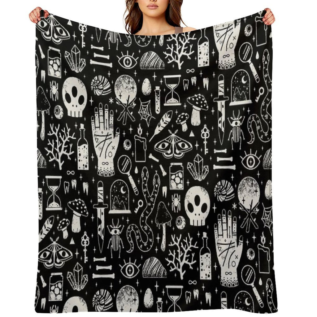 Curiosities Bone Black Easy Care Throw Blanket
