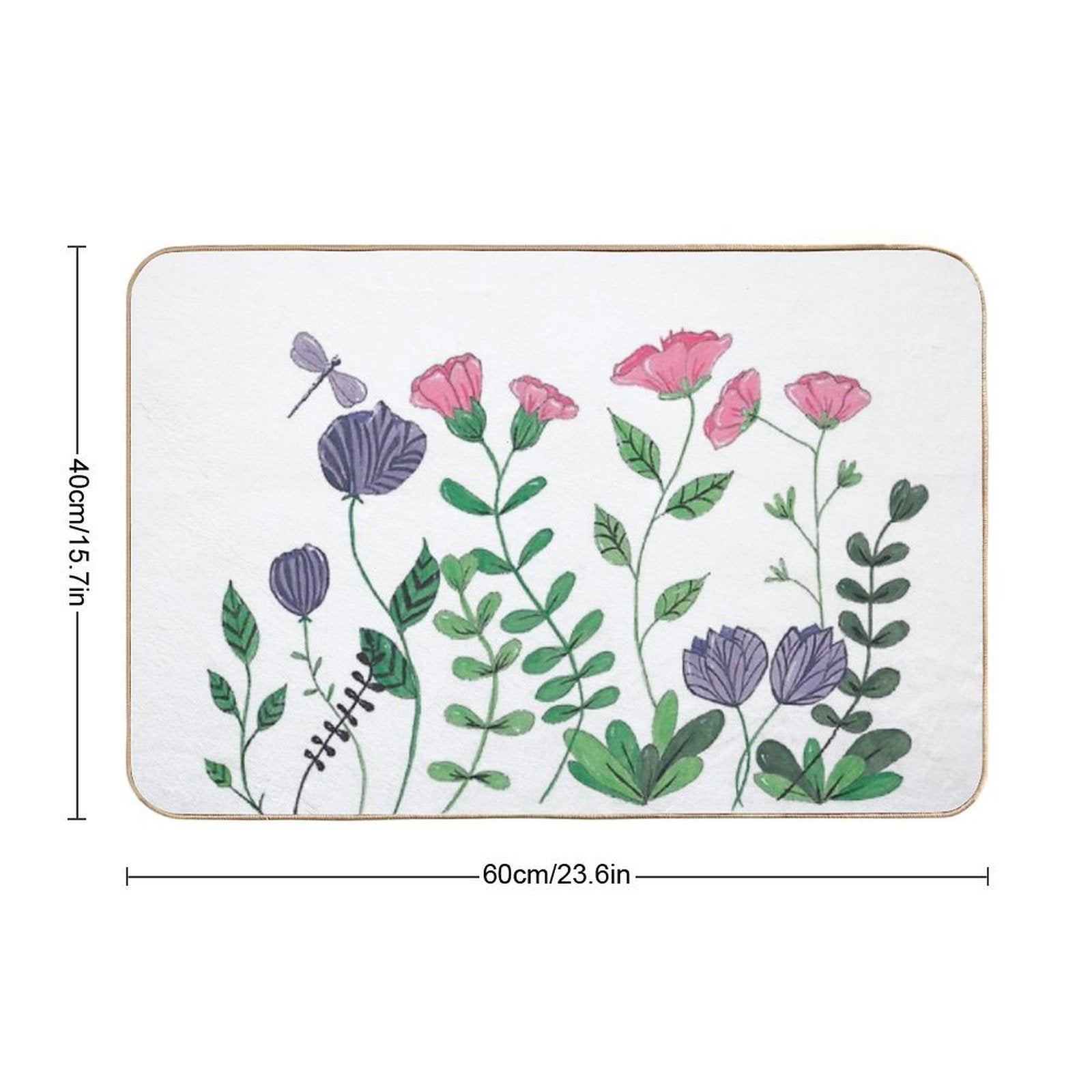White Whimsy Garden  Easy Maintenance Bath Mat