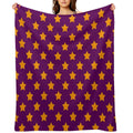 Orange Stars Purple Background Pattern Design Durable Throw Blanket